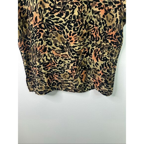 NYC Blouse Co Silk Leopard Print Short Sleeve Top Women’s M Animal Print Vintage - Picture 3 of 10